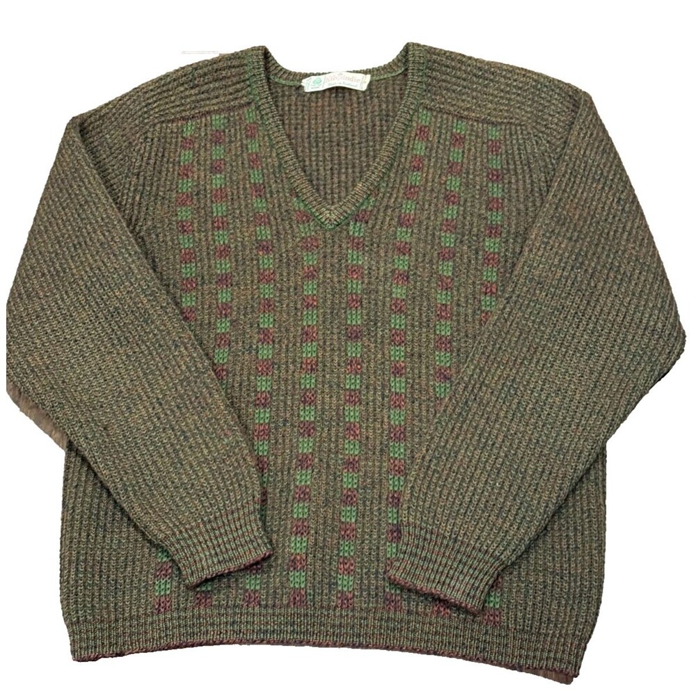 Vtg 80s Scottish Wool Sweater Men M/L Kilspindie Made in Scotland Brown Heritage